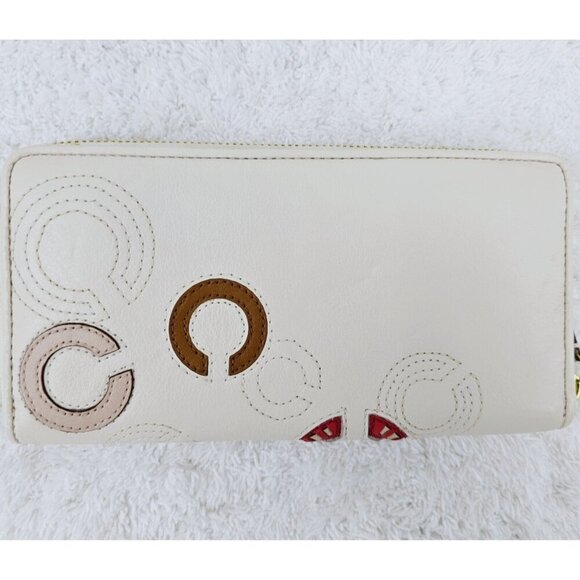 COACH F48920 Madison Whipstitch Woven Logo Leather Acordion Zip-Around Wallet - Picture 3 of 12